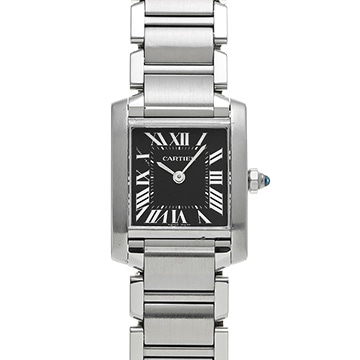 カルティエ タンク フランセーズ SM W51026Q3 ブラック レディース 時計 【中古】【wristwatch】