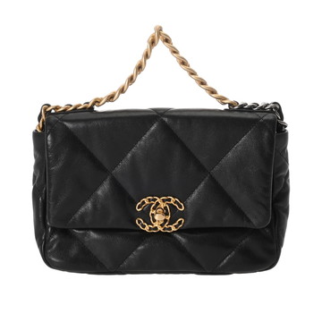 シャネル ハンドバッグ CHANEL19 ブラック AS1160 シャイニーラムスキン レディース バッグ 【中古】【bag】