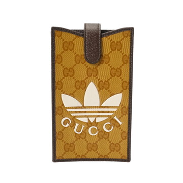 グッチ GUCCI×adidas フォンケース ブラウン 702203 2184 PVC/レザー/GGクリスタル ユニセックス バッグ 【中古】【bag】