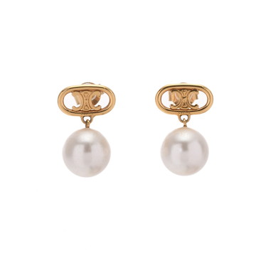 セリーヌ レ ペルル ゴールド/ホワイト 46W796BPE.01GI ブラス/グラスパール レディース ジュエリー 【中古】【jewelry】