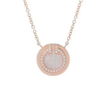 ティファニー ＴTWO サークル ネックレス ゴールド K18ピンクゴールド PG レディース ジュエリー 【中古】【jewelry】