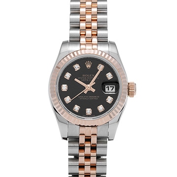 ロレックス デイトジャスト 179171G ブラック/ダイヤモンド レディース 時計 【中古】【wristwatch】