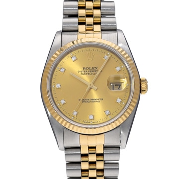 ロレックス デイトジャスト 16233G シャンパン/ダイヤモンド メンズ 時計 【中古】【wristwatch】