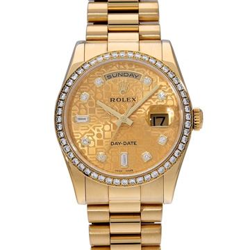 ロレックス デイデイト 118348A シャンパンコンピュータ/ダイヤモンド メンズ 時計 【中古】【wristwatch】
