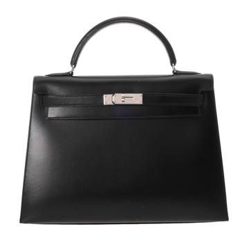 エルメス ケリー 32 外縫い ブラック ボックスカーフ レディース バッグ 【中古】【bag】