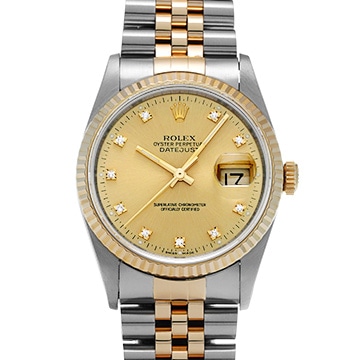 ロレックス デイトジャスト 16233G シャンパン/ダイヤモンド メンズ 時計 【中古】【wristwatch】
