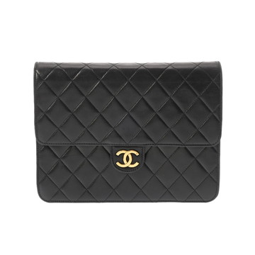 シャネル マトラッセ プッシュロックチェーンショルダー ブラック ラムスキン レディース バッグ 【中古】【bag】
