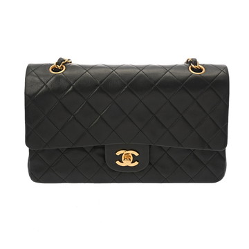 シャネル マトラッセ WフラップWチェーンショルダー 25 ブラック A01112 ラムスキン レディース バッグ 【中古】【bag】