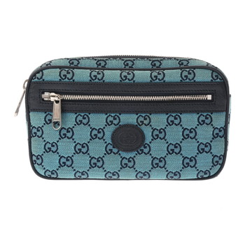 グッチ インターロッキングG ベルトバッグ ブルー 658657 525040 GGキャンバス/レザー レディース バッグ 【中古】【bag】