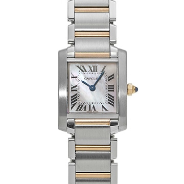 カルティエ タンクフランセーズ SM W51027Q4 ピンクシェル レディース 時計 【中古】【wristwatch】
