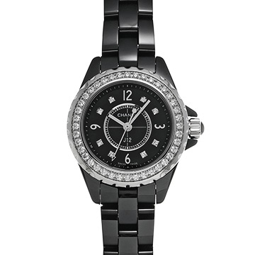 シャネル J12 29MM H2571 ブラックラッカー/ダイヤモンド レディース 時計 【中古】【wristwatch】