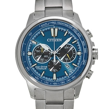 シチズン スーパーチタニウム　クロノグラフ CA4570-88L ブルー メンズ 時計 【中古】【wristwatch】