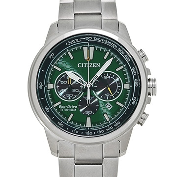 シチズン クロノグラフ エコドライブ CA4570-88X グリーン メンズ 時計 【中古】【wristwatch】