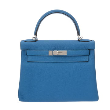 エルメス ケリー 28 内縫い ブルーザンジバル トゴ レディース バッグ 【中古】【bag】