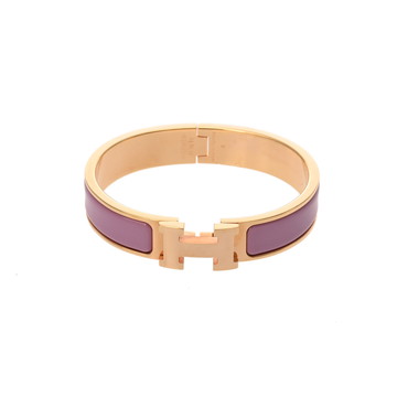 エルメス クリックH パープル/ローズゴールド金具 エナメル ユニセックス ジュエリー 【中古】【jewelry】