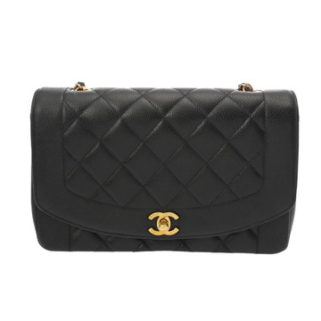 シャネル ダイアナ チェーンショルダー 25cm  ブラック A01165 キャビアスキン レディース バッグ 【中古】【bag】