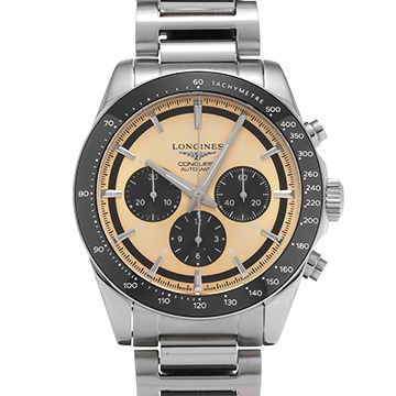 ロンジン コンクエスト クロノグラフ L3.835.4.32.6 ベージュ/ブラック メンズ 時計 【中古】【wristwatch】
