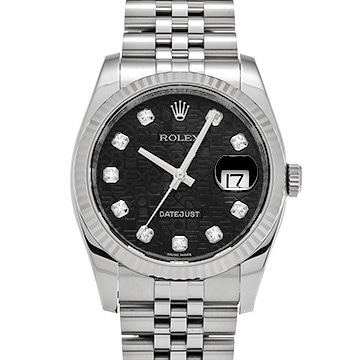 ロレックス デイトジャスト 116234G ブラックコンピュータ/ダイヤモンド メンズ 時計 【中古】【wristwatch】