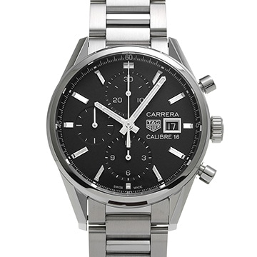 タグ ホイヤー カレラ キャリバー16 クロノグラフ CBK2110.BA0715 ブラック メンズ 時計 【中古】【wristwatch】