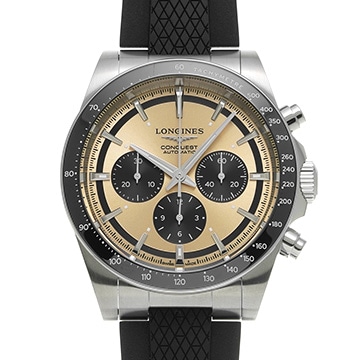 ロンジン コンクエスト クロノグラフ L3.835.4.32.9 ベージュ/ブラック メンズ 時計 【中古】【wristwatch】