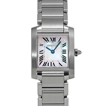 カルティエ タンク フランセーズ SM W51028Q3 ピンクシェル レディース 時計 【中古】【wristwatch】