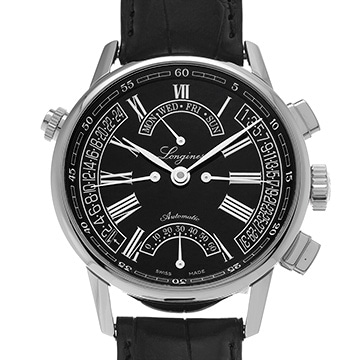 ロンジン ヘリテージ レトログラード L4.797.4.51.2 ブラック メンズ 時計 【中古】【wristwatch】