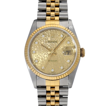 ロレックス デイトジャスト 16233G シャンパンコンピュータ/ダイヤモンド メンズ 時計 【中古】【wristwatch】