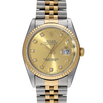 ロレックス デイトジャスト 16233G シャンパン/ダイヤモンド メンズ 時計 【中古】【wristwatch】