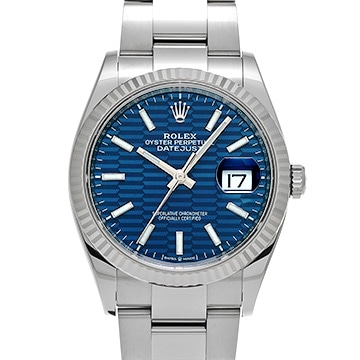 ロレックス デイトジャスト 36 126234 ブライトブルー フルーテッドモチーフ メンズ 時計 【中古】【wristwatch】
