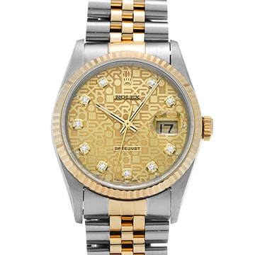 ロレックス デイトジャスト 16233G シャンパンコンピュータ/ダイヤモンド メンズ 時計 【中古】【wristwatch】