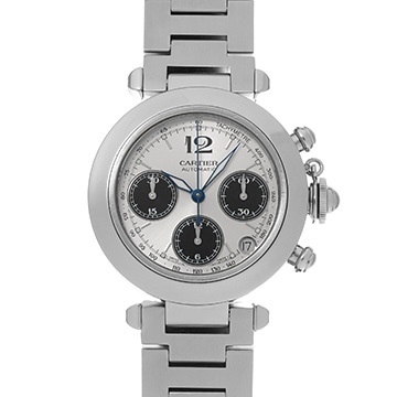 カルティエ パシャC クロノグラフ W31048M7 シルバー/ブラック メンズ 時計 【中古】【wristwatch】