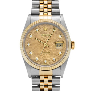 ロレックス デイトジャスト 16233G シャンパンコンピュータ/ダイヤモンド メンズ 時計 【中古】【wristwatch】