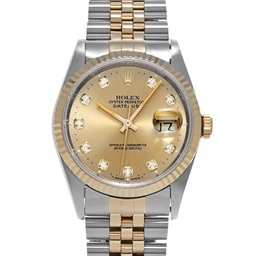ロレックス デイトジャスト 16233G シャンパン/ダイヤモンド メンズ 時計 【中古】【wristwatch】