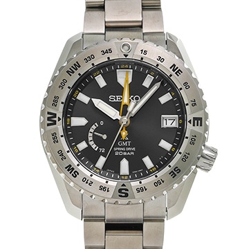 セイコー プロスペックス LXライン スプリングドライブ GMT SBDB029 ブラック メンズ 時計 【中古】【wristwatch】