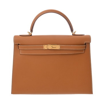 エルメス ケリー 32 外縫い ナチュラル ヴォーシャモニー レディース バッグ 【中古】【bag】