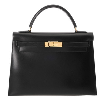 エルメス ケリー 32 外縫い ブラック ボックスカーフ レディース バッグ 【中古】【bag】