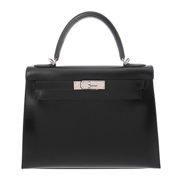 エルメス ケリー 28 外縫い ブラック ボックスカーフ レディース バッグ 【中古】【bag】