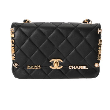シャネル ミニフラップバッグ ブラック AS3731 ラムスキン レディース バッグ 【中古】【bag】