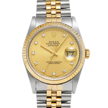 ロレックス デイトジャスト 16233G シャンパン/ダイヤモンド メンズ 時計 【中古】【wristwatch】