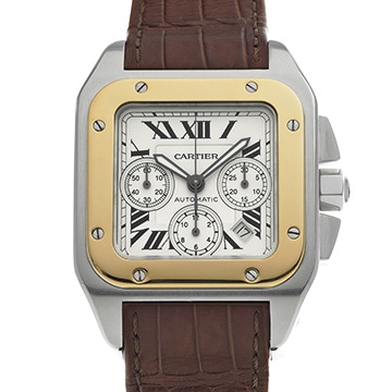 カルティエ サントス 100 クロノグラフ XL W20091X7 シルバー メンズ 時計 【中古】【wristwatch】