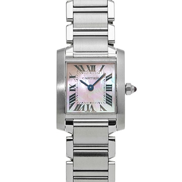 カルティエ タンクフランセーズ SM W51028Q3 ピンクシェル レディース 時計 【中古】【wristwatch】
