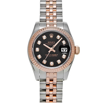 ロレックス デイトジャスト 179171G ブラック/ダイヤモンド レディース 時計 【中古】【wristwatch】