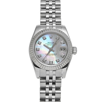 ロレックス デイトジャスト 179174NG ホワイトシェル/ダイヤモンド レディース 時計 【中古】【wristwatch】