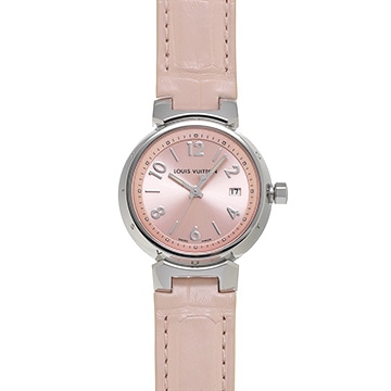 ルイ ヴィトン タンブール デイト クォーツ Q121X ピンク レディース 時計 【中古】【wristwatch】