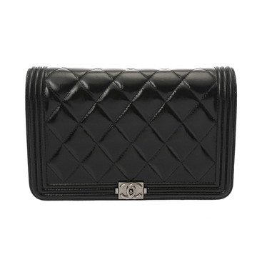 シャネル ボーイシャネル チェーンウォレット ブラック AP1117 シャイニーカーフスキン レディース バッグ 【中古】【bag】
