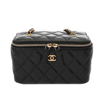 シャネル マトラッセ スモール ヴァニティケース ブラック ラムスキン レディース バッグ 【中古】【bag】
