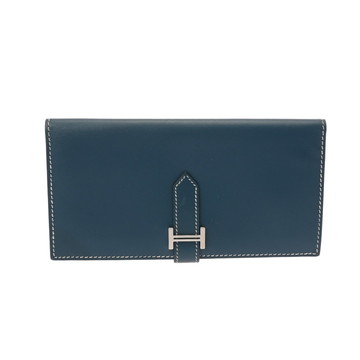 エルメス ベアン クラシック ブルータラサ ボックスカーフ レディース 財布 【中古】【purse】