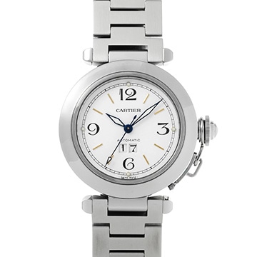 カルティエ パシャC ビッグデイト W31044M7 ホワイト ユニセックス 時計 【中古】【wristwatch】