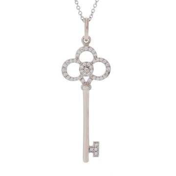 ティファニー クラウンキー ネックレス シルバー K18ホワイトゴールド WG レディース ジュエリー 【中古】【jewelry】