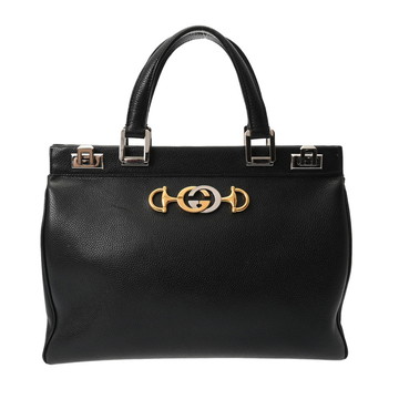 グッチ ズゥミ ミディアム トップハンドル 2WAY ブラック 564714 213317 レザー レディース バッグ 【中古】【bag】